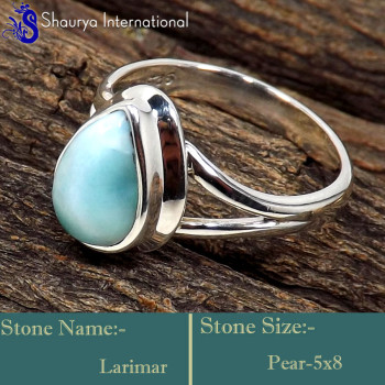 Larimar Cab E - RBS864-Genuine Larimar Gemstone Designer Small Baby Rings 925 St