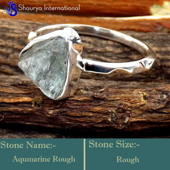 Aquamarine Rough D - SRR996-925 Sterling Silver Fabulous Rough Gemstone Rings Company