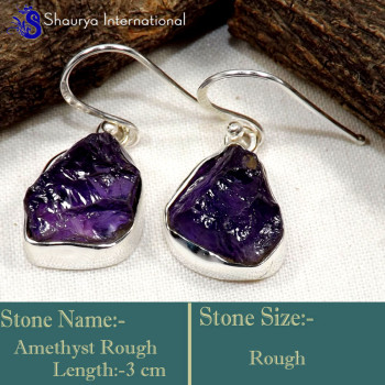 Amethyst Rough G - RGE977-Glorious Design Handmade Rough Gemstone Earrings 925 Ster