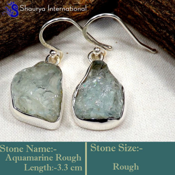Aquamarine Rough I - RGE977-Glorious Design Handmade Rough Gemstone Earrings 925 Ster