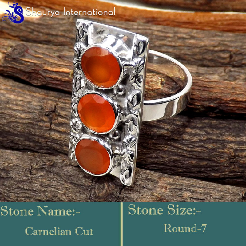 Carnelian Cut O - SDR609-Direct Factory Wholesale Handmade Rings 925 Sterling Silv