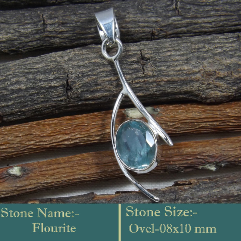 Flourite Cut F - SD612-CLASSIC-CUT GEMSTONES COLOURFUL PENDANTS 925 STERLING SILV