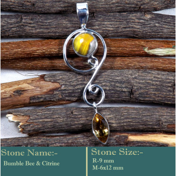 Bumble Bee & Citrine Cab B - SD594-Gorgeous Look Cab Gemstone 925 Silver Wholesale Designer P
