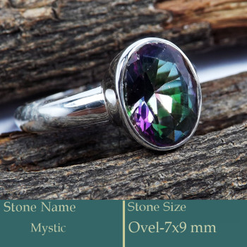Mystic Cut O - PSR765-925 Silver Ring Faceted Cut Gemstone Trendy Look Wholesal