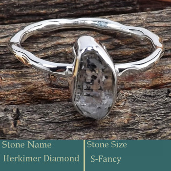 Herkimer Diamond Rough E - SRR988-Exclusive Pretty Rough Gemstone 925 Silver Ring Wholesale