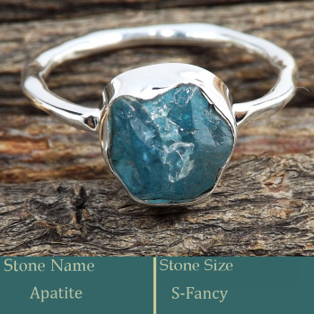 Apatite Rough I - SRR988-Exclusive Pretty Rough Gemstone 925 Silver Ring Wholesale
