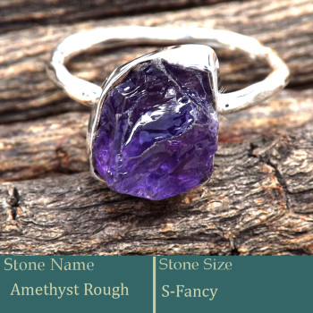 Amethyst Rough J - SRR988-Exclusive Pretty Rough Gemstone 925 Silver Ring Wholesale