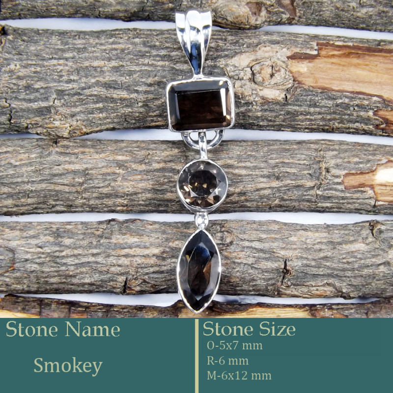 Smokey Cut E - SD590-Exclusive Cut Gemstone Handmade 925 Silver Pendant Wholesa