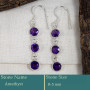 Amethyst Cut O - BZE734-Stunning Solid 925 Silver Bezel Earrings Cut Gemstone Who