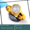 Rainbow Moonstone Cab A - CMJ851-Pretty Look 925 Silver 18K Gold Plated Ring Rainbow Moons