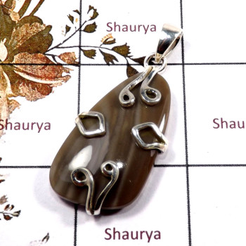 Agate Dubby Cab E - SD580-Gorgeous Agate Dubby Designer Pendant 925 Sterling Silver