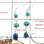Blue Copper Turquoise & Apatite F - BZE721-Dazzling Look Three Stone Bezel Earrings 925 Sterling Sil