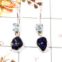 Azurite & Blue Topaz Cut C - SPE890-Stunning New Design 925 Sterling Silver Earrings Wholesal
