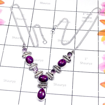 Purple Turquoise B - SDN997-Stunning Designer Necklace with Gemstone