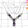 Garnet C - SDN996-Semiprecious Gemstone 925 Sterling Silver Necklace