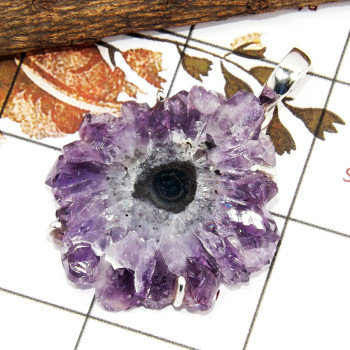 Amethyst Stalactite D - SPS904-Solid 925 Silver Prong Setting Amethyst Stalactite Heavy Pendant Wholesale Collection India