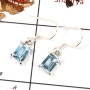 Blue Topaz Cut O - SPE816-Amazing Cut Gemstone Light Weight Earrings 925 Sterling Silver Plain Setting