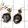 Amethyst Stalactite & Golden Rutile Cab A - XSE936-Indian Company Made Plain Setting Earrings Amethyst Stalactite 925 Sterling S