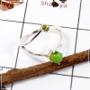 Green Turquoise Cab & Peridot Cut B - SFJ901-Gorgeous Look Two Gemstone Light Weight Ring 925 Sterling Silver