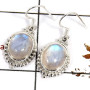 Rainbow Moonstone Cab F - SDE687-Indian Company Made Cab Gemstone Earrings 925 Sterling Silver