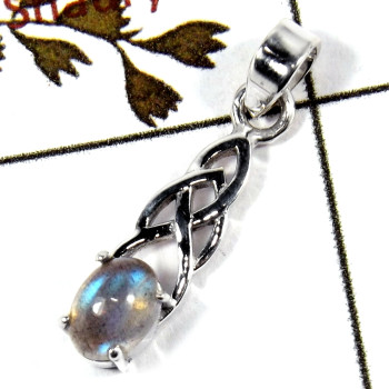 Labradorite Cab A - SSP817-Party Wear Celtic Design Light Wight Pendant 925 Sterling Silver Cab Gemstone