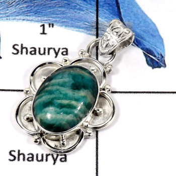 Amazonite A - SD528-Natural Cabochon Gemstone Handmade Designer Pendants 925 Sterling Silver