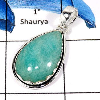 Amazonite Cab E - ISP617-Solid 925 Sterling Silver Amazonite Cab gemstone Handmade Pendant
