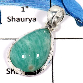 Amazonite Cab O - ISP617-Solid 925 Sterling Silver Amazonite Cab gemstone Handmade Pendant