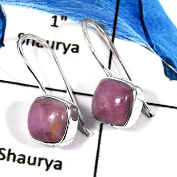 Phosphosiderite Cab O - SPE802-Natural Phosphosiderite Cabochon Stone Plain Setting Earrings 925 Sterling Silver