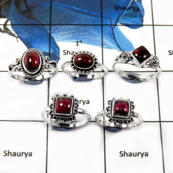 5 Pcs Garnet Cab O - SVP810-Latest Collection Cab Gemstone Rings Solid 925 Sterling Silver