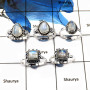 5 Pcs Rainbow Moonstone Cab C - SVP809-Newly Handmade 5 Pcs Wholesale Lots 925 Silver Rings With Cab Gemstone