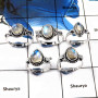 5 Pcs Rainbow Moonstone Cab E - SVP809-Newly Handmade 5 Pcs Wholesale Lots 925 Silver Rings With Cab Gemstone