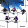 5 Pcs Amethyst Cab G - SVP809-Newly Handmade 5 Pcs Wholesale Lots 925 Silver Rings With Cab Gemstone
