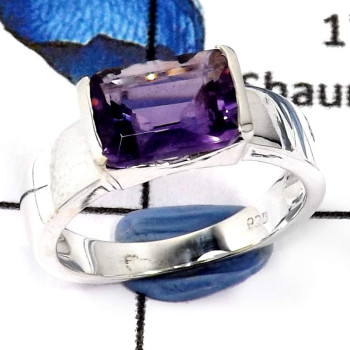 Amethyst Cut E - SCR798-Indian Company Made 925 Silver Casting Ring With Natural Cut Gemstone