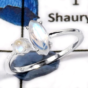 Rainbow Moonstone Cab A - SFJ892-Party Wear Semiprecious Cab Gemstone Light Weight Ring 925 Sterling Silver