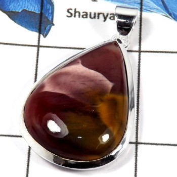 Mookaite Cab D - ISP611-Solid 925 Sterling Silver Natural Mookaite Gemstone Plain Setting Pendant