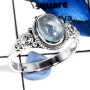 Aquamarine Cab C - SDR577-Solid 925 Sterling Silver Stunning Cab Gemstone Designer Ring
