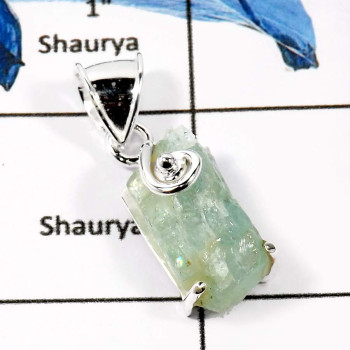 Aquamarine A - FSP950-Natural Rough Gemstones Fashionable Designer Pendants 925 Sterling Silver
