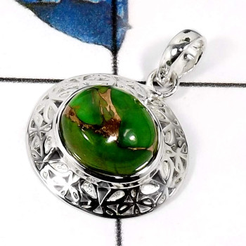 Green Copper Turquoise K - CSP917-Latest New Design Wholesale Designer Casting Pendants 925 Sterling Silver