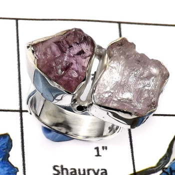 Kunzite F - SDR563-Kunzite Rough Gemstone Wholesale Handmade Rings 925 Sterling Silver