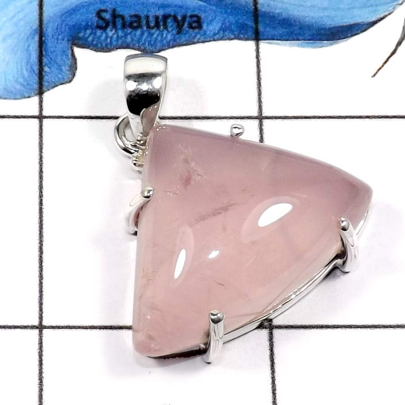 Rose Quartz E - FSP947-Big Natural Rose Quartz Gemstone Wholesale Pendants 925 Sterling Silver