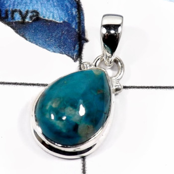 Crysocolla B - SD460-Natural Gemstone Crysocola Handmade Plain Pendants 925 Sterling Silver