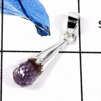 Amethyst Cut E - SD458-Eye Catching Colorful Wholesale Drop Pendants 925 Sterling Silver