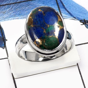 Moahave Copper Azurite A - SDR545-Natural Mohave Copper Azurite Designer Wholesale Rings 925 Sterling Silver