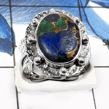 Moahave Copper Azurite B - SDR545-Natural Mohave Copper Azurite Designer Wholesale Rings 925 Sterling Silver