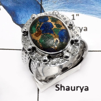 Moahave Copper Azurite F - SDR545-Natural Mohave Copper Azurite Designer Wholesale Rings 925 Sterling Silver