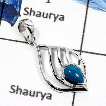 Blue Turquoise G - CSP907-Attracting Latest Design Fashionable Casting Pendants 925 Sterling Silver