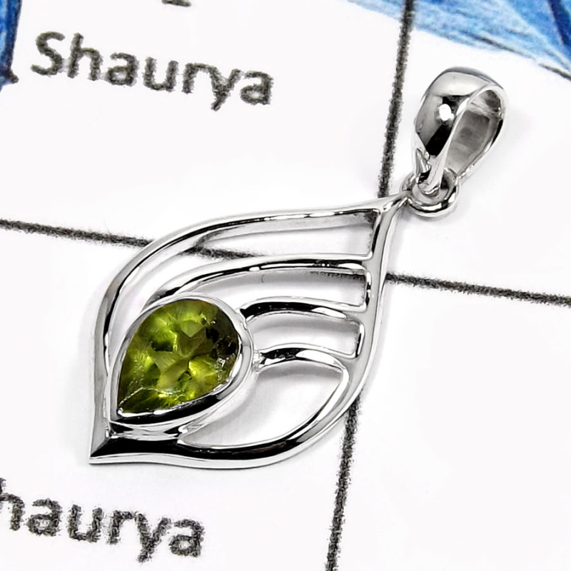 Peridot D - CSP903-Stunning Cut Gemstones Designer Casting Pendants 925 Sterling Silver