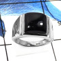 Black Onyx A - RSS832-Natural Cabochon Gemstones Handmade Wedding Rings 925 Sterling Silver