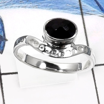 Black Onyx Cut D - RSS826-Amazing Cab & Cut Handmade For Girl's Rings 925 Sterling Silver